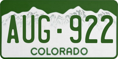 CO license plate AUG922
