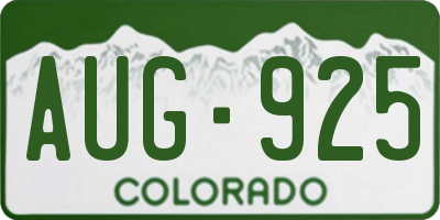 CO license plate AUG925