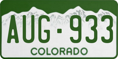 CO license plate AUG933