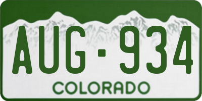CO license plate AUG934