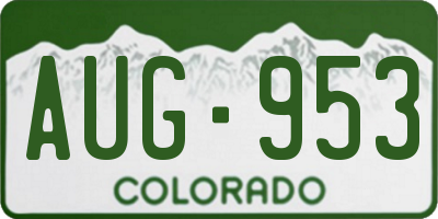 CO license plate AUG953