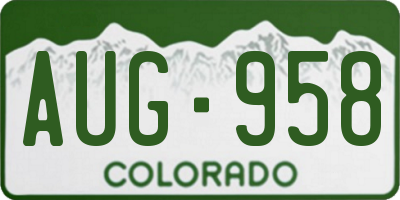 CO license plate AUG958