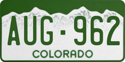 CO license plate AUG962
