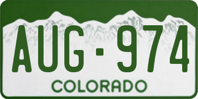 CO license plate AUG974