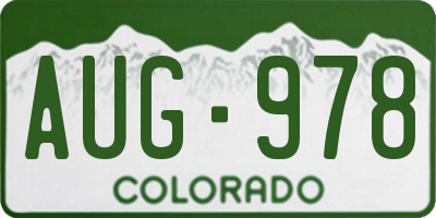 CO license plate AUG978