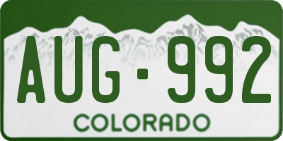 CO license plate AUG992