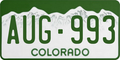 CO license plate AUG993