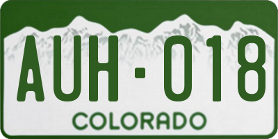 CO license plate AUH018