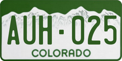 CO license plate AUH025