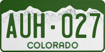 CO license plate AUH027