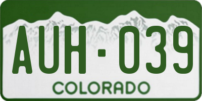 CO license plate AUH039