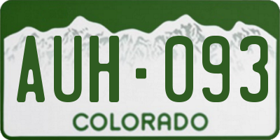 CO license plate AUH093