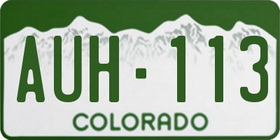 CO license plate AUH113