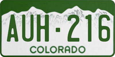 CO license plate AUH216
