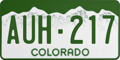 CO license plate AUH217
