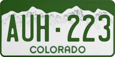 CO license plate AUH223