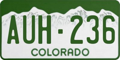 CO license plate AUH236