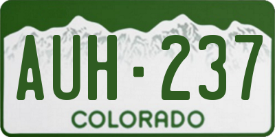 CO license plate AUH237