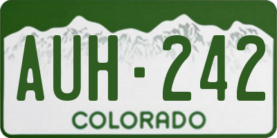 CO license plate AUH242