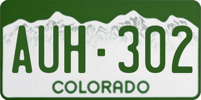 CO license plate AUH302
