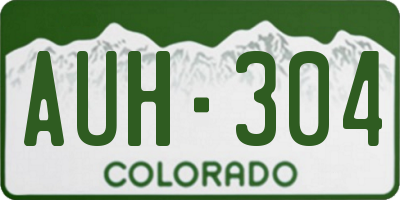 CO license plate AUH304