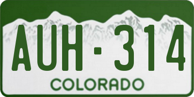 CO license plate AUH314