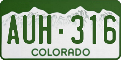 CO license plate AUH316