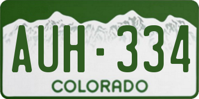CO license plate AUH334