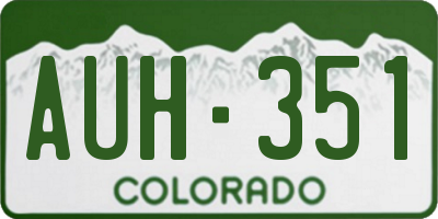 CO license plate AUH351