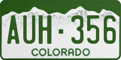 CO license plate AUH356