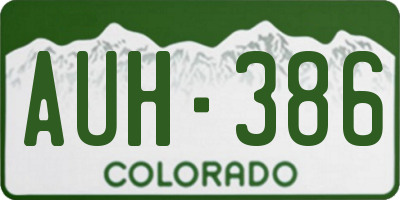 CO license plate AUH386