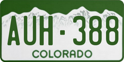 CO license plate AUH388