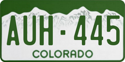 CO license plate AUH445