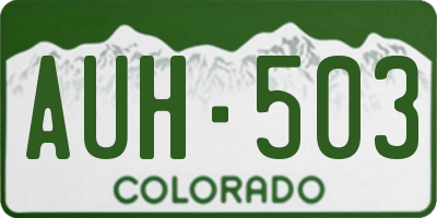 CO license plate AUH503