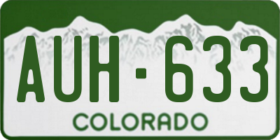 CO license plate AUH633
