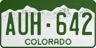 CO license plate AUH642