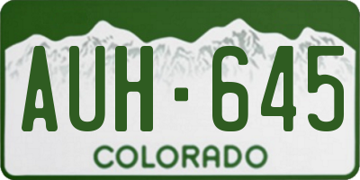 CO license plate AUH645
