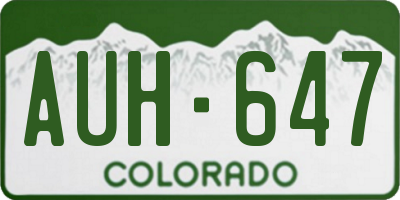 CO license plate AUH647