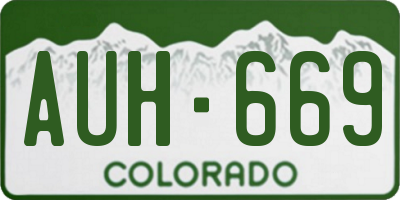 CO license plate AUH669