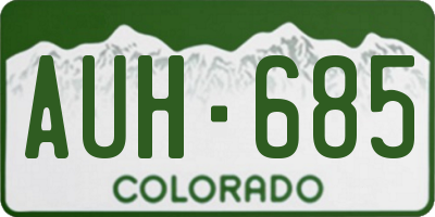 CO license plate AUH685