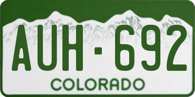 CO license plate AUH692