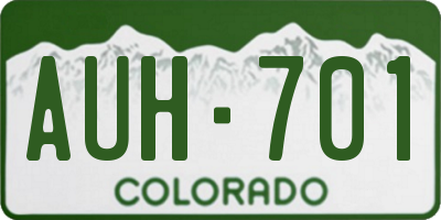 CO license plate AUH701