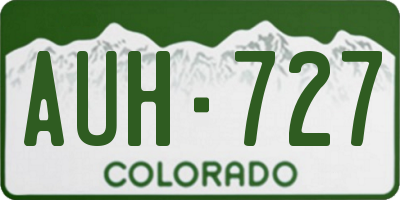 CO license plate AUH727