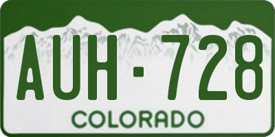 CO license plate AUH728