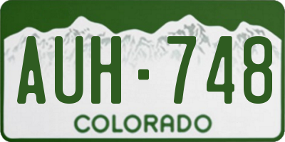 CO license plate AUH748
