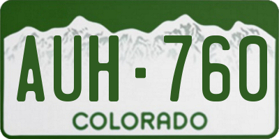 CO license plate AUH760
