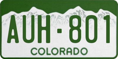 CO license plate AUH801