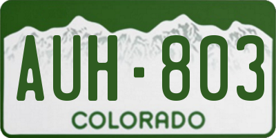 CO license plate AUH803