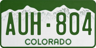 CO license plate AUH804