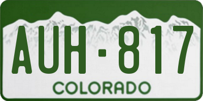 CO license plate AUH817